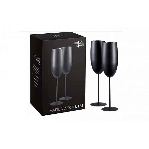 Sada 2 sklenic na šampaňské 280 ml černé matné, nerozbitné