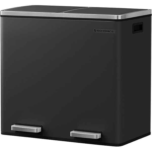 SONGMICS Odpadkový koš Gerry 2x24 l černý/stříbrný
