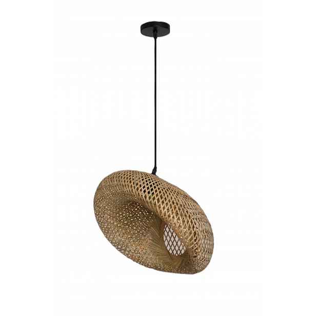 Stylová závěsná lampa Boho 1xE27 Pletené stínítko 50 cm Bambusová přírodní