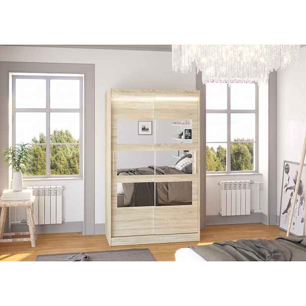 Zrcadlová skříň s LED osvětlením 120 cm DADLIA - dub sonoma