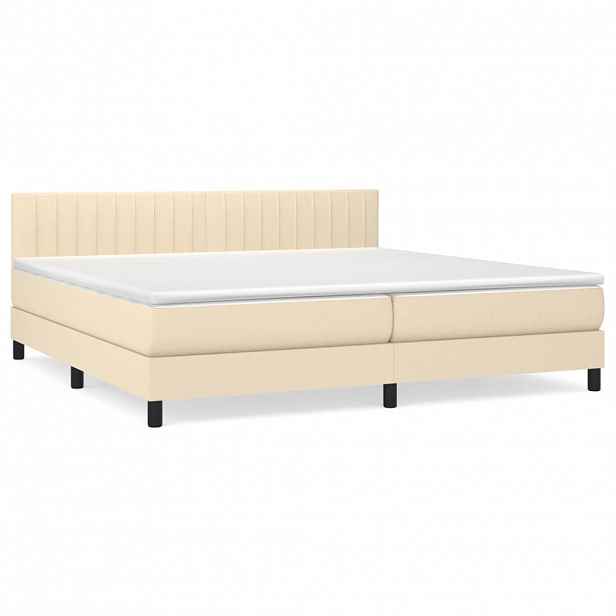 vidaXL Box spring postel s matrací krémová 200x200 cm textil