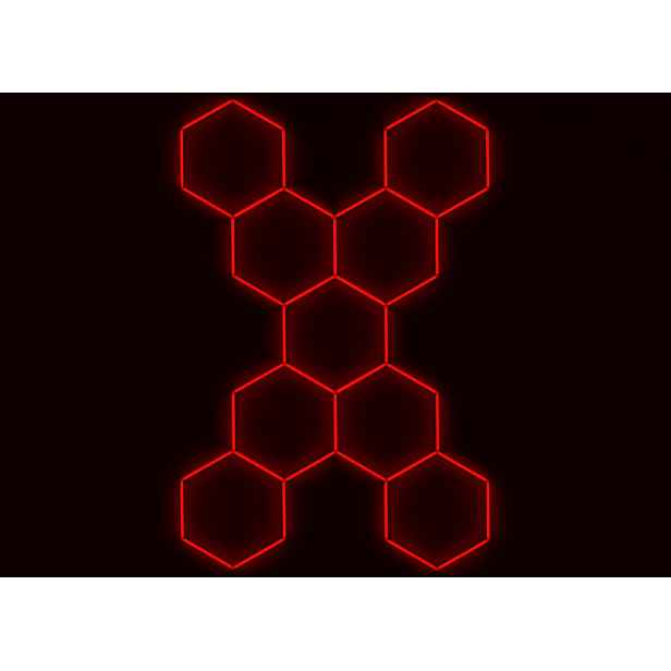Escape6 Kompletní Led hexagonové svítidlo červené, 9 elementů 246x386cm, X