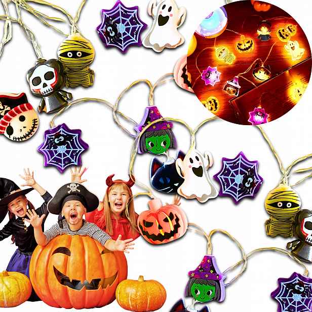 Led lampičky Halloween Girlanda na baterie Dekorace Party Duchové 5ks