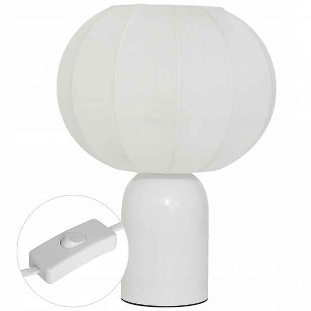Stolní lampa 33 cm Bílá noční pro lampionovou skříňku, minimalistické stínítko