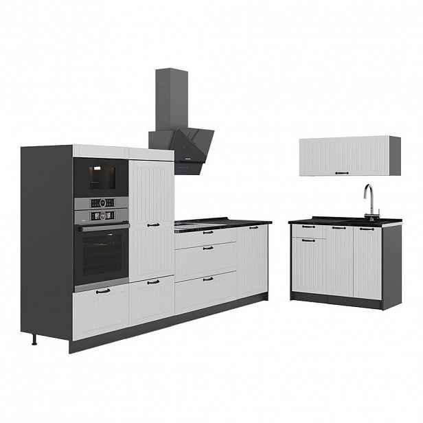 Vicco KUCHYNĚ Fame-Line, Bílý venkovský dům/Antracit, 380 cm, PD Antracit