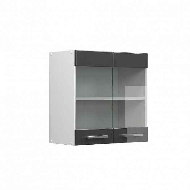 Vicco UNIVERZÁLNÍ NÁSTĚNNÁ SKŘÍŇKA R-Line Antracitový vysoký lesk 60 cm se skleněnými dvířky