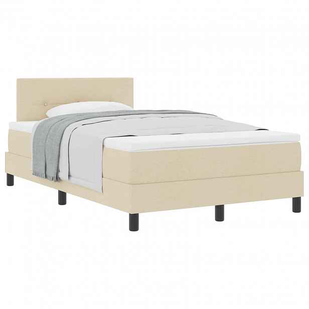 vidaXL Postel s boxspringem s čelo Krémová 120 x 190 cm textil