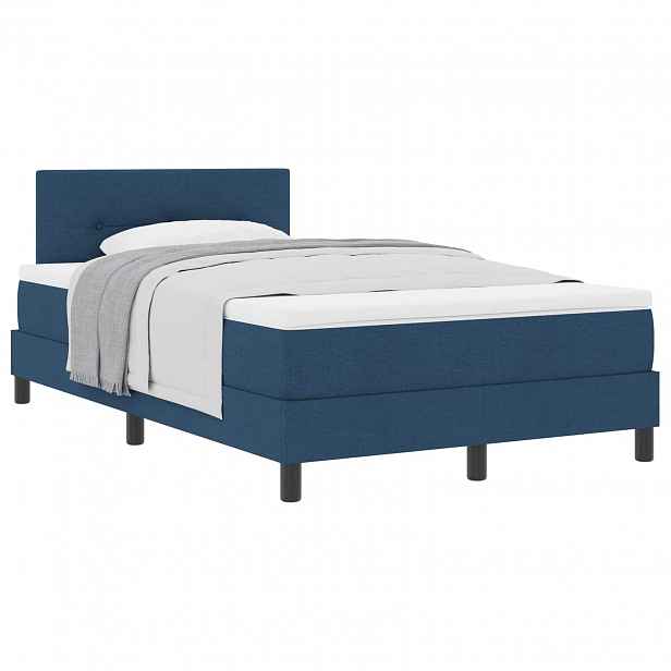 vidaXL Postel s boxspringem s čelo Modrá 120 x 190 cm textil