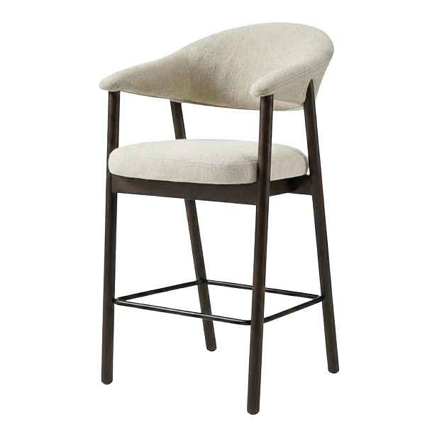 Hnědá/krémová čalouněná barová židle s područkami (výška sedáku 67 cm) Elk – Unique Furniture
