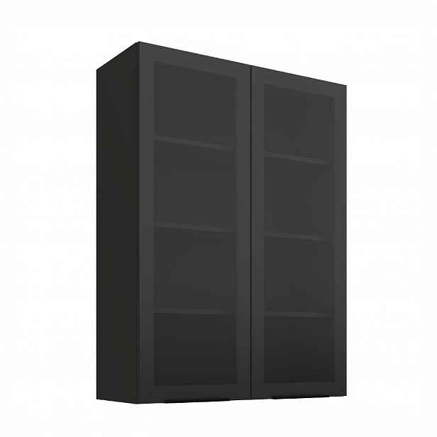 Horní prosklená skříňka 80 GS-108 2F Barva korpusu: Černá, Barva dvířek: Černá