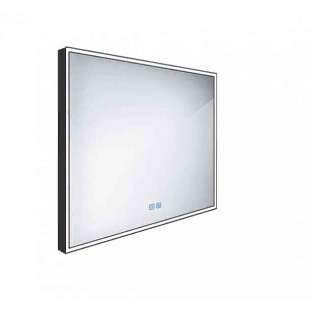 Nimco - Zrcadlo s LED osvětlením, 100x70 cm, dotykový senzor, matná černá ZPC 13004VX-90