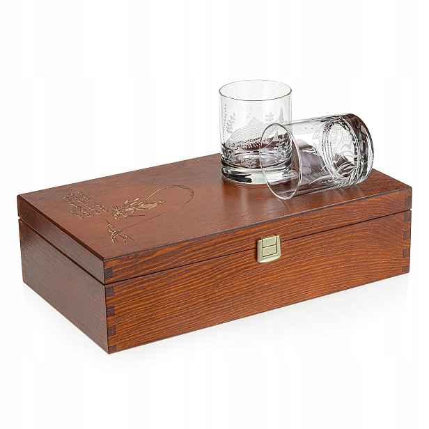 Sklenice na whisky Rybářské (0382) 300 ml 6 ks v krabičce s gravírováním
