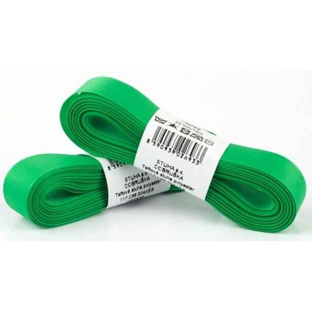 stuha text.10m/6mm zelená TAFTOVÁ