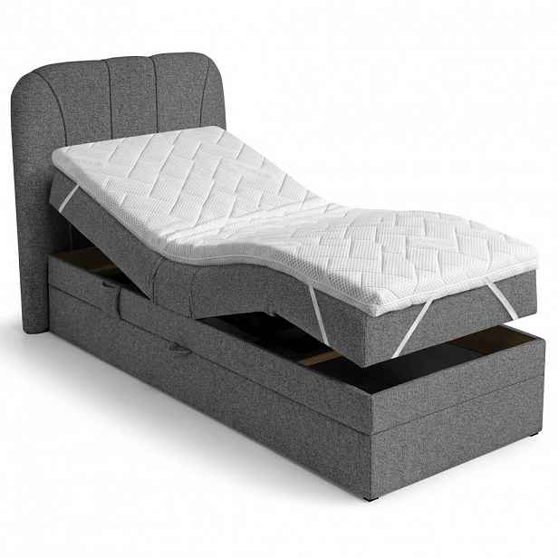 Beautysofa BOXSPRINGOVÁ POSTEL Romeo, jednolůžko s elektrickým polohováním matrace, 90x200 cm, tmavě šedá