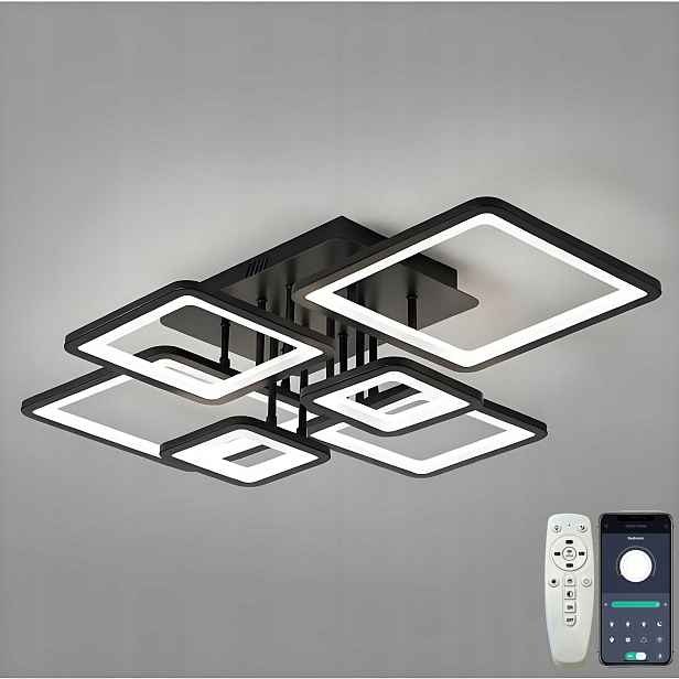 stropní svítidlo Led 100W Černá Stmívatelná 3000-6500K 80CM S Dálkovým Ovládáním Aplikace