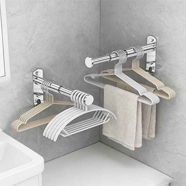 TEMU Sada 2 ks vysouvacích nastavitelných ramínek na oblečení, úložná tyč na ramínka, 19-29,6 cm/7,48-11,65 palce, ramínko na osušky, ramínko na