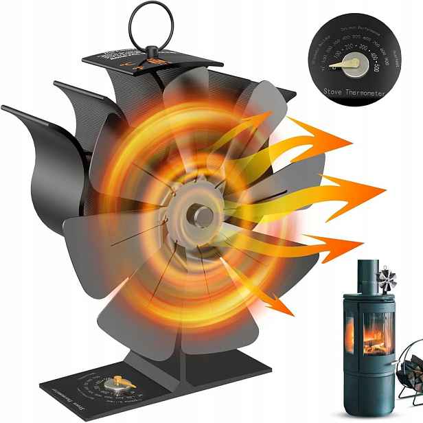 Termoelektrický Krbový Ventilátor Napájený Teplem, Ventilátor Černý, Tichý