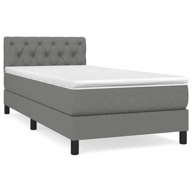 vidaXL Box spring postel s matrací tmavě šedá 80 x 200 cm textil