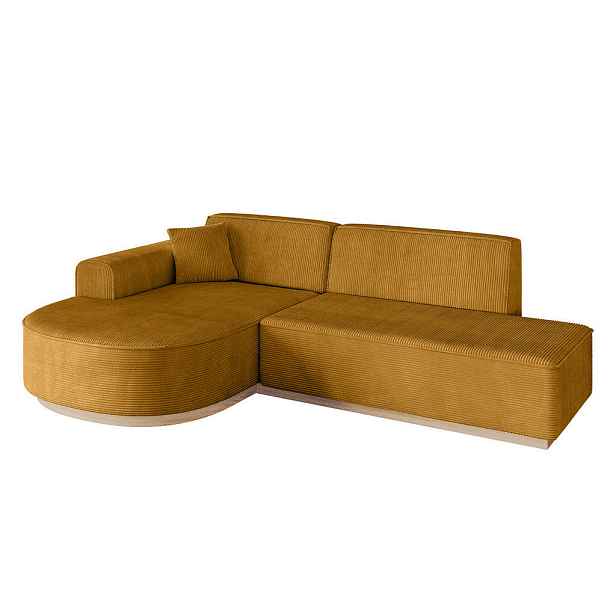 ALTDECOR ROHOVÁ SEDAČKA s otomanem, levá ARRIO-L1 243x171x83 Hořčicová Manšestr