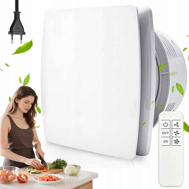 Koupelnový Ventilátor 100 MM Výkonný 130 M3/H Stropní Bílý Klapka A Dálkové Ovládání