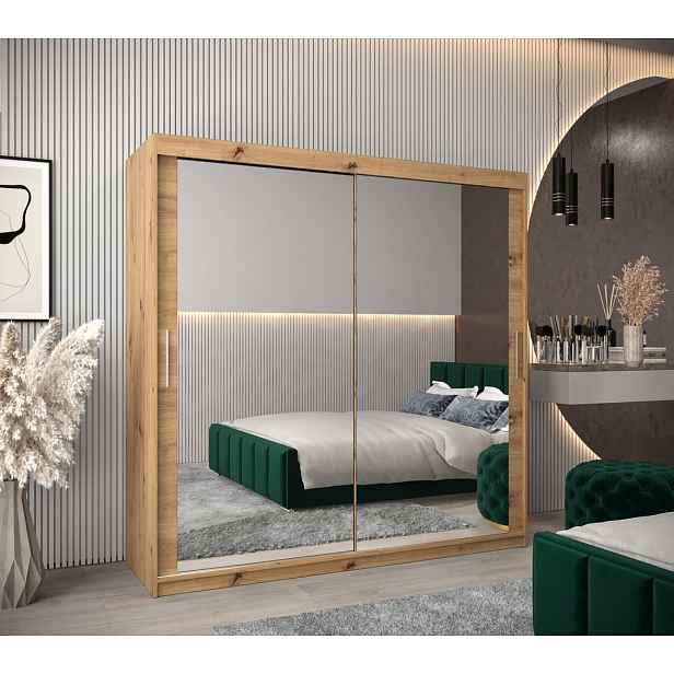 Skříň s posuvnými dveřmi v šířce 200 cm TIMEA 3 - dub artisan