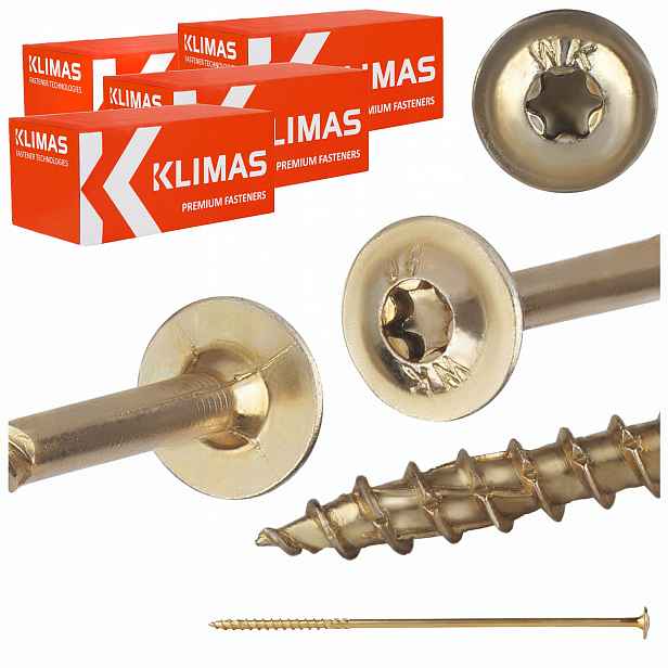 Tesařské vruty Torx 8x280 mm 200 ks talířové na dřevo Klimas Wkcp