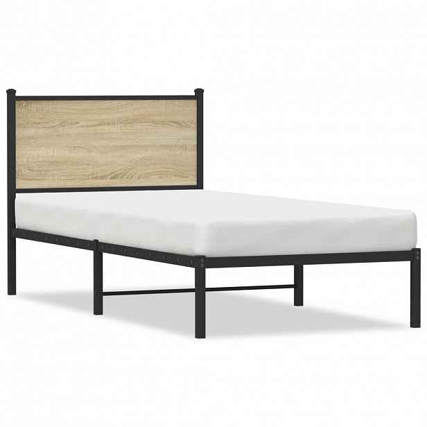 vidaXL Kovový rám postele bez matrace dub sonoma 80 x 200 cm