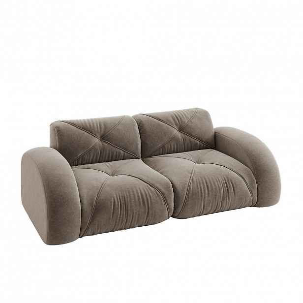 OKWISH MODULOVÁ pohovka 2místná taupe z chenille bez rámu s 32D pěnou