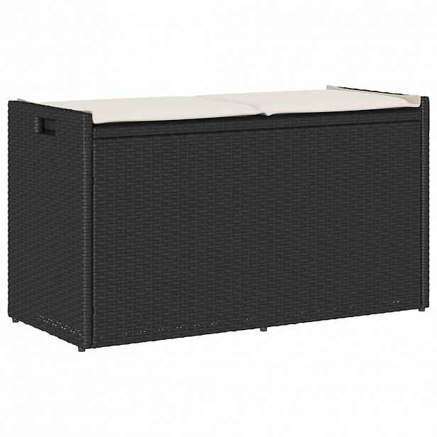 vidaXL Venkovní lavice s polštářem černá 100 cm Poly ratan