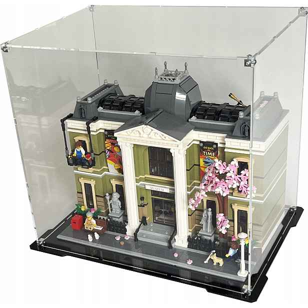 Vitrína s černou základnou pro Lego 10326 Icons – Muzeum přírodní historie