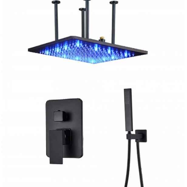 Podomítkový Set Dešťová Sprcha 50 cm Černý Mat