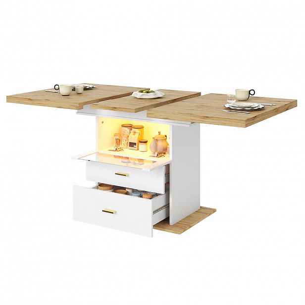 FLIEKS JÍDELNÍ STŮL 110-140cm ROZKLÁDACÍ LED aplikace MDF