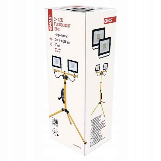 Led reflektor Hobby Slim, 2× 30W trojnožka, žlutý, neutrální bílá