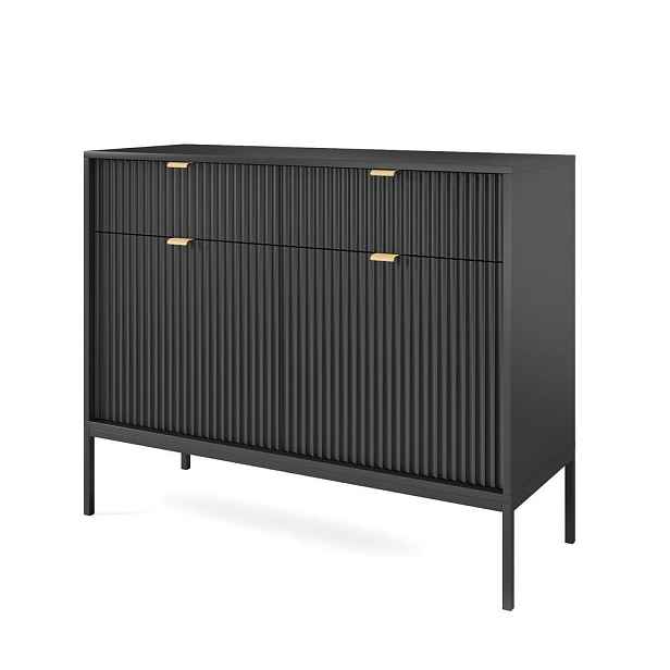 MASSENO KOMODA STELLARE, 104/83/39 cm s 2 zásuvkami a 2 dvířky, černá