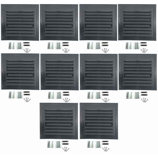 Ventilační Mřížka Komínová Pro Komín Pvc 14x14 CM Šikmá Grafit 10 Kusů