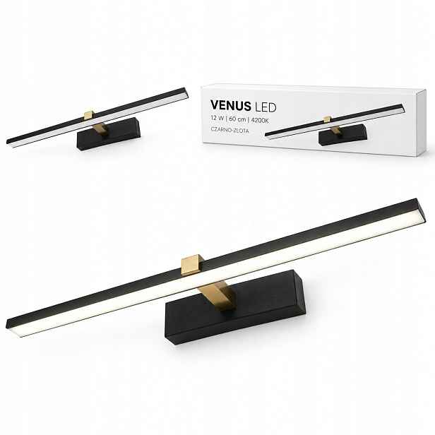 Venus 12W 60 cm černo-zlatá Led nástěnná lampa do interiéru 840 lm 4200K IP44