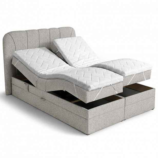 Beautysofa BOXSPRINGOVÁ POSTEL Romeo s elektrickým polohováním matrace, 180x200 cm, béžová