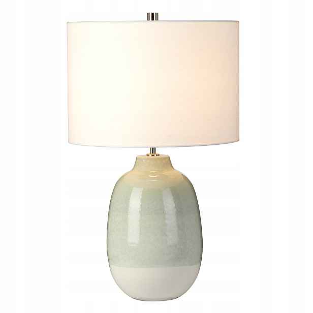 Keramická stolní lampa bílo-zelená s stínidlem do ložnice 60 cm Elstead