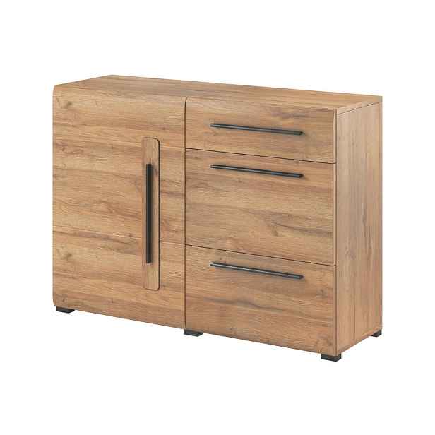MASSENO KOMODA TULLIA, 120/86/39 cm se 3 zásuvkami, počet dvířek: 1, dekor dub