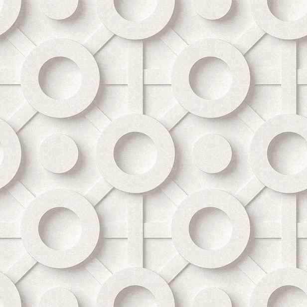 Tapeta Do Obývacího Pokoje Geometrické Kruhy 3D Efekt Šedobéžová Tapeta