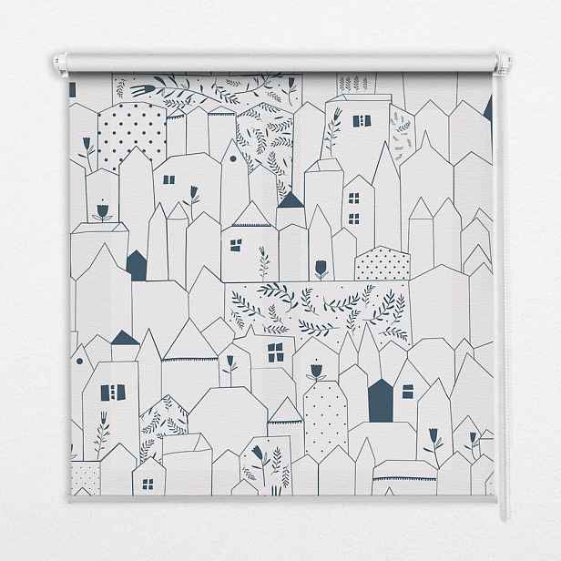 TULUP VNITŘNÍ roleta - okenní roleta - roleta - 150x140 cm - Nakreslené domy