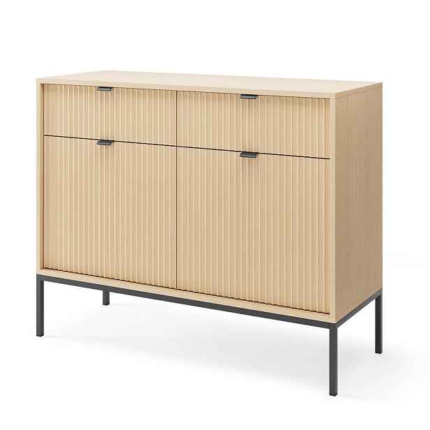 MASSENO KOMODA STELLARE, 104x39x83 cm s 2 zásuvkami a 2 dvířky, dekor dub
