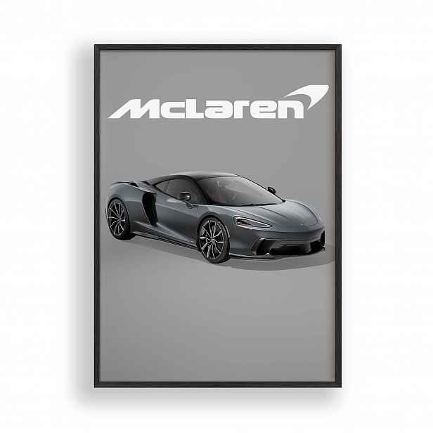 Obraz Auto McLaren Gt Plakát Rámeček Dřevěný Černý 30x42 cm