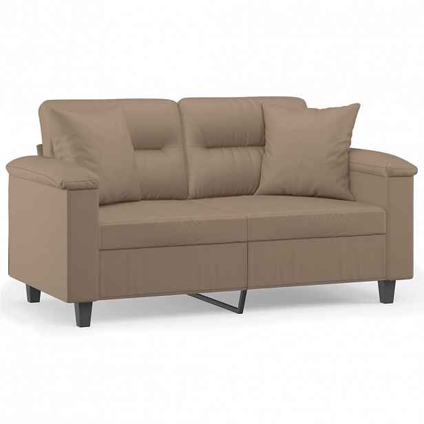 vidaXL 2místná pohovka s polštáři cappuccino 120 cm umělá kůže