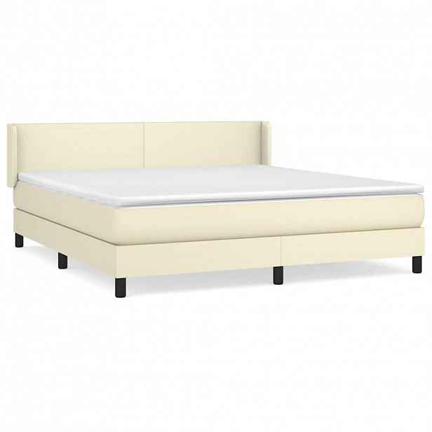 vidaXL Box spring postel s matrací krémová 160x200 cm umělá kůže