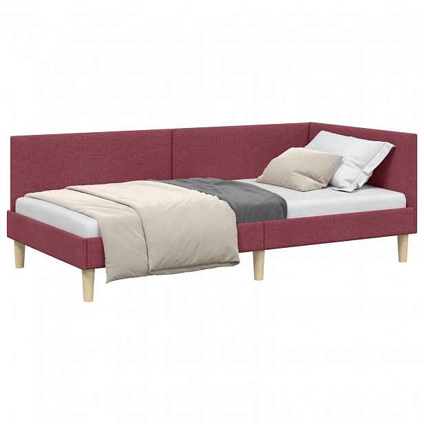 vidaXL Rohový rám postele Víno Červené 90 x 190 cm Textil