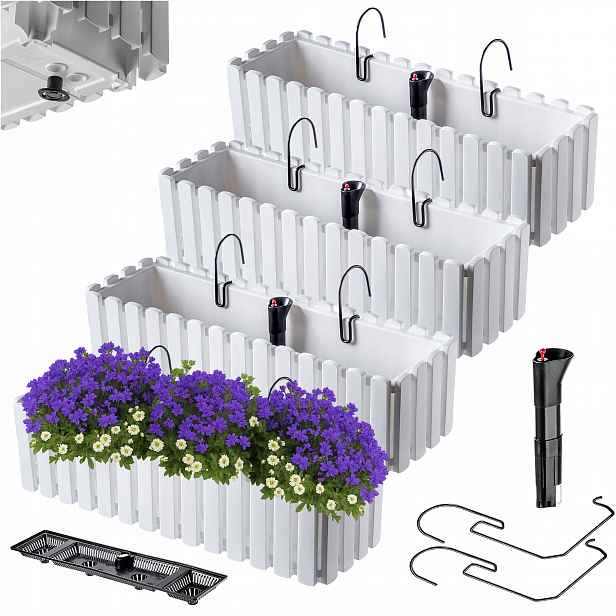 4x Balkonový Truhlík Květináč 60 cm Květináč Květináče Zábradlí Balkon Bílá