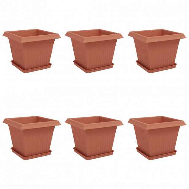 vidaXL Květináče 6 ks Cihlově červená Plast