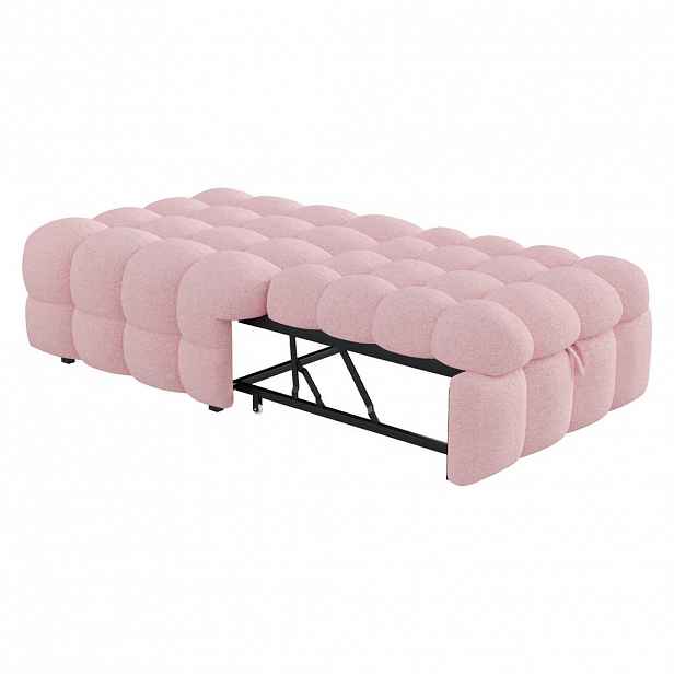 CHICFURN ROZKLÁDACÍ POHOVKA v růžové barvě z bouclé, 2 v 1