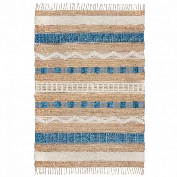Flair Rugs VŠÍVANÝ KOBEREC, 160/230 cm, modrá, přírodní barvy
